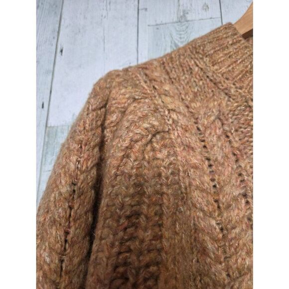 Isabel Marant Etoile Raith Chunky Cable Knit Puff Sleeve Mohair Blend Sweater Sz - Picture 7 of 9